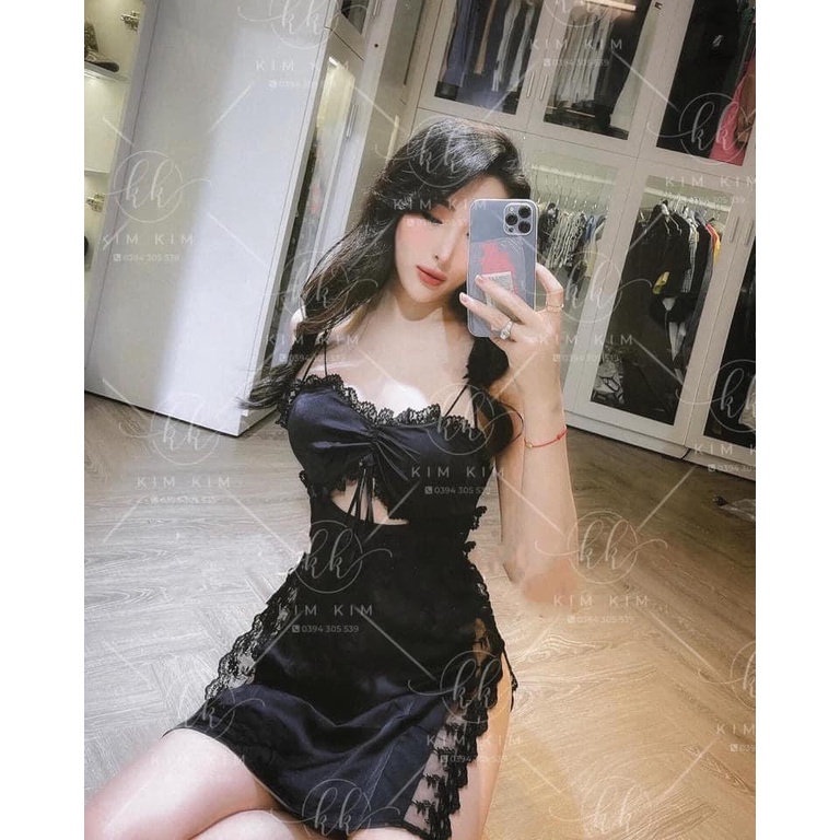 Váy ngủ sexy lụa cao cấp Đầm mặc nhà gợi cảm quyến rũ
