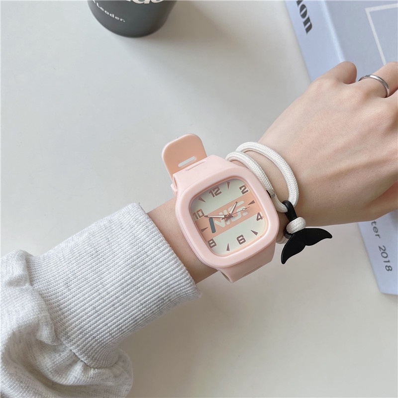 [Hàng Có Sẵn] Ins Đồng Hồ Đeo Tay Mặt Vuông Đơn Giản Thời Trang Bán Chạy Cho Cặp Đôi Phong Cách Ins