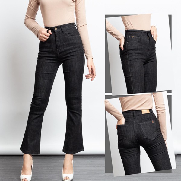 Quần Jean Ống Bass Siêu Mới Lưng Cao Màu Đen J0197