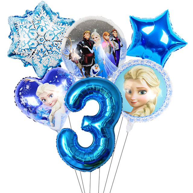 Set 6 Bong Bóng Lá Nhôm Chủ Đề Công Chúa Elsa Trang Trí Tiệc Sinh Nhật Cho Bé