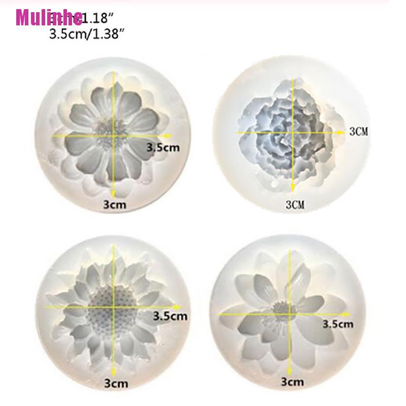 Khuôn Silicone Tạo Hình Hoa Nở 3D 4 Kiểu Dùng Làm Bánh Kẹo / Xà Phòng