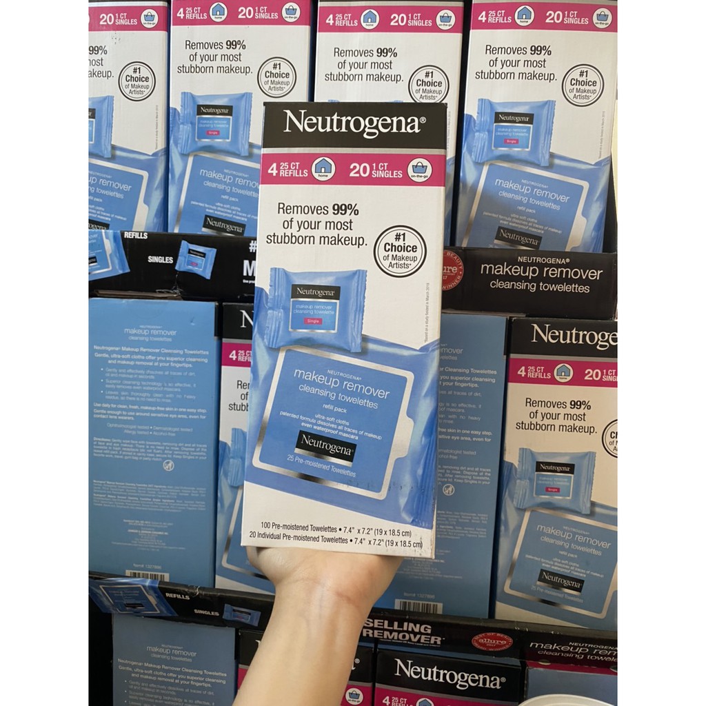 Hộp Khăn Giấy Ướt Tẩy Trang Neutrogena Makeup Remover – Mỹ