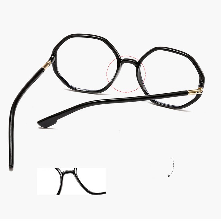 Kính Gọng Mắt Lục Giác Thời Trang Nam Nữ Hàn Quốc Cube Khung Nhựa Thay Được Mắt Cận