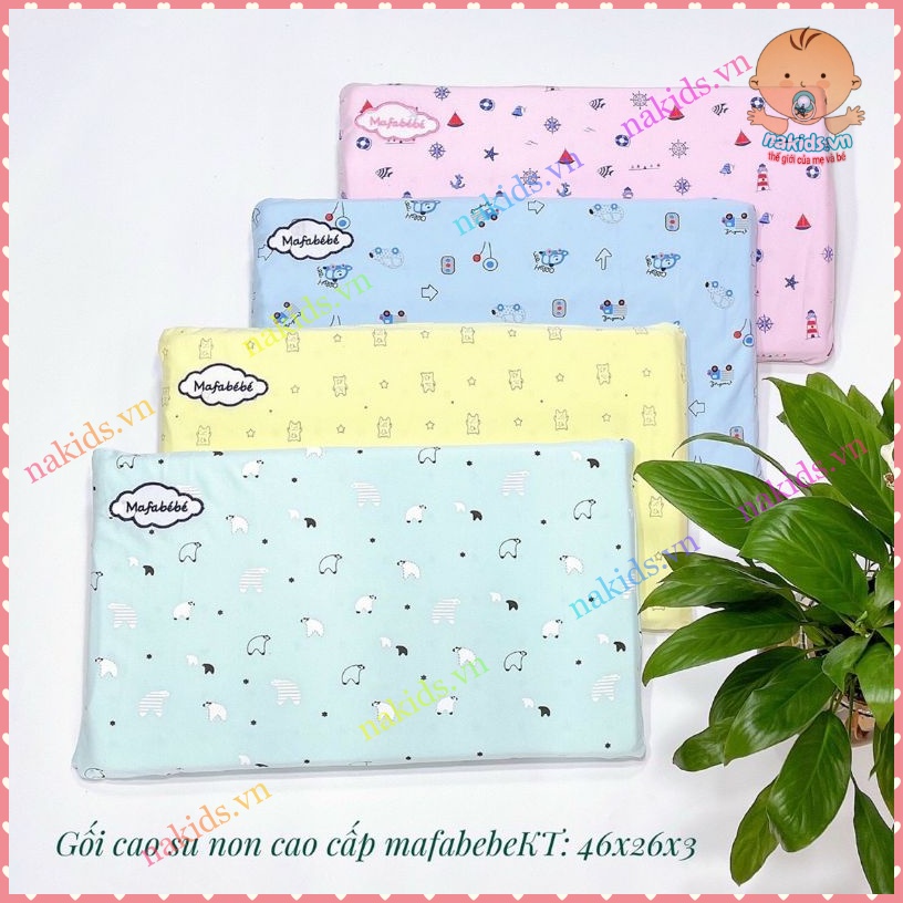 Gối Cao Su Non Mafabebe Lỗ Thông Hơi - Gối Chống Méo Đầu Cho Bé Kích Thước 45x25x3cm