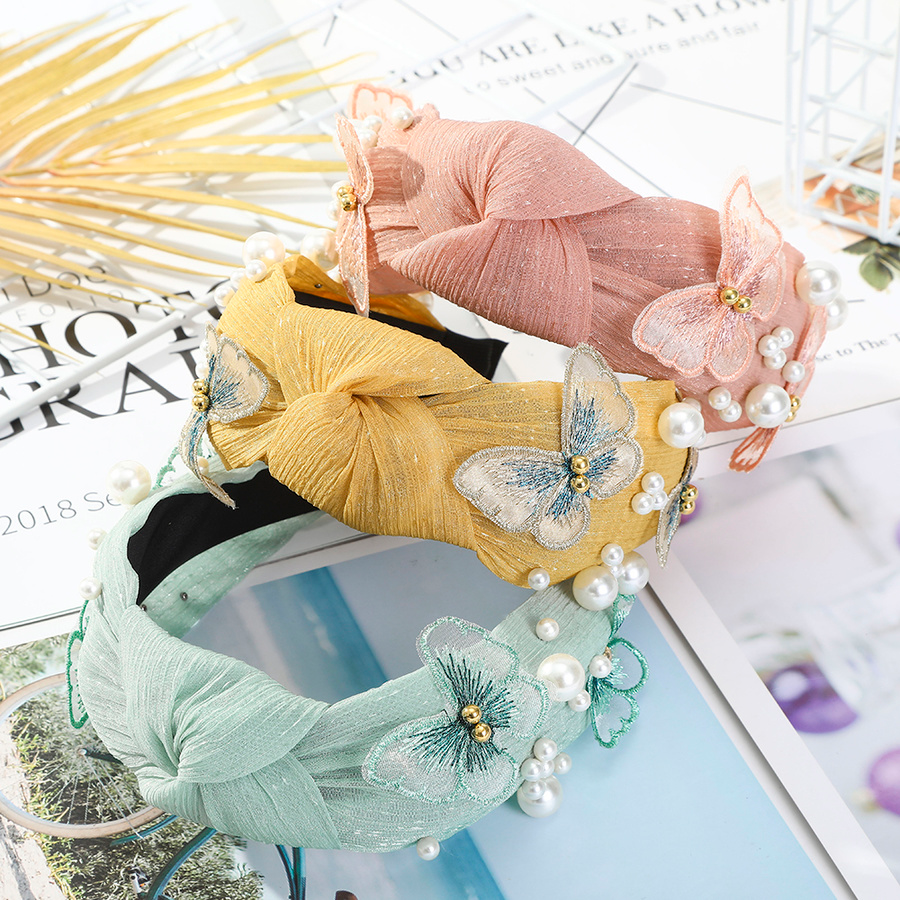 Băng đô họa tiết bướm đính ngọc trai thời trang dành cho nữ