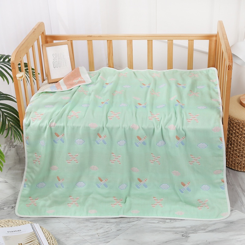 Khăn tắm sơ sinh mềm mại cho trẻ, áo choàng tắm, Chăn cho bé 6 lớp cotton muslin họa tiết 2 mặt 110x110cm