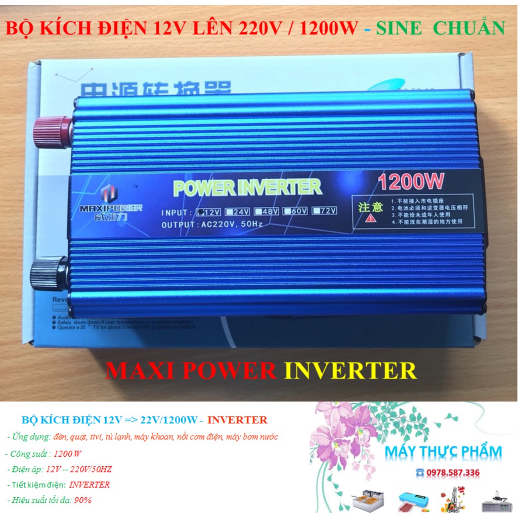 Bộ kích điện 1200W Inverter Maxipower 12v-220v