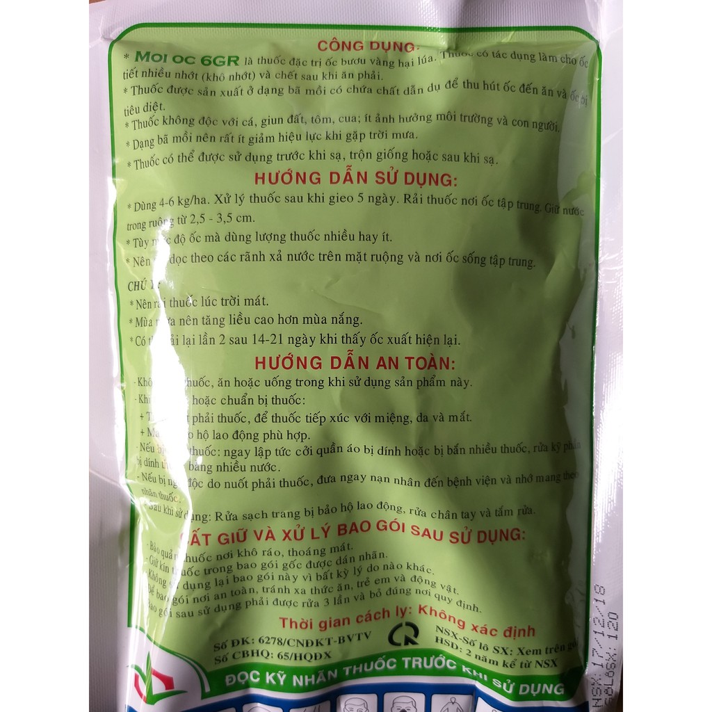 Thuốc Trừ Ốc Mồi Ốc 6GR (400gr), thuốc Moi Oc, thuốc diệt ốc