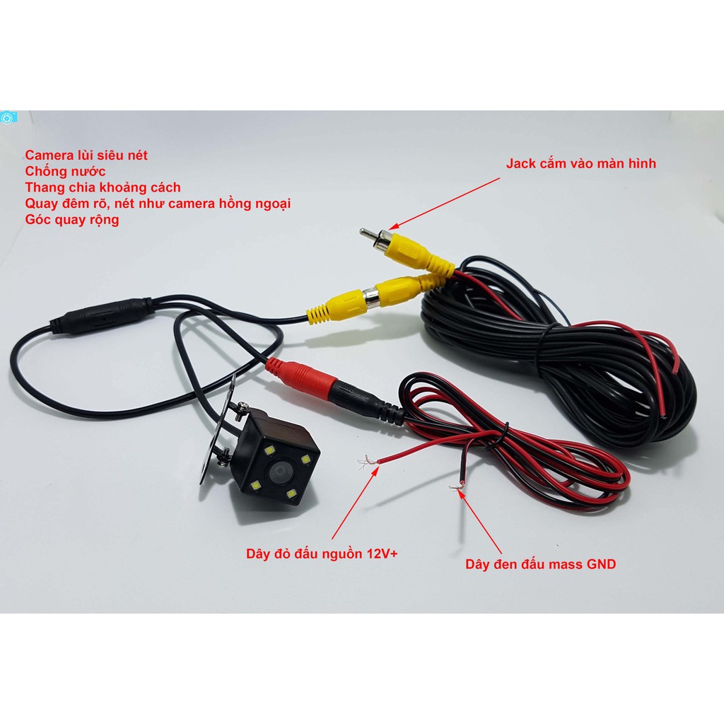 Bộ màn hình đặt tap lô và camera lùi 4 LED, jack AV-hoa sen, dành cho xe ô tô, Điện áp 12V