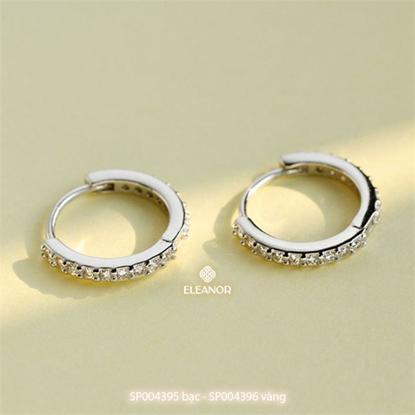 Bông tai nữ chuôi bạc 925 Eleanor Accessories khuyên tròn sát tai đính đá cao cấp phụ kiện trang sức 4396