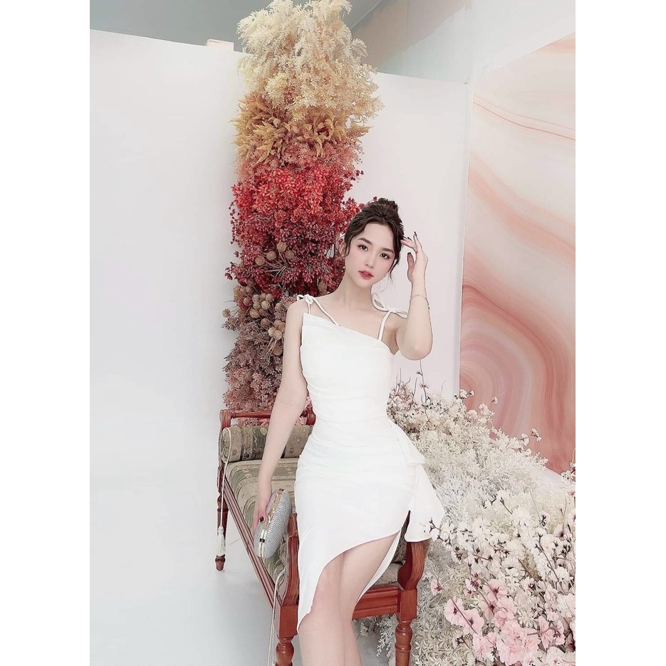 Đầm Ôm ⚡𝙎𝙄𝙀̂𝙐 𝙎𝘼𝙇𝙀⚡ Đầm Body Nữ 2 Dây Bèo Hông Xẻ Đùi Nữ Tính ( Có Mút Ngực ) - 65111