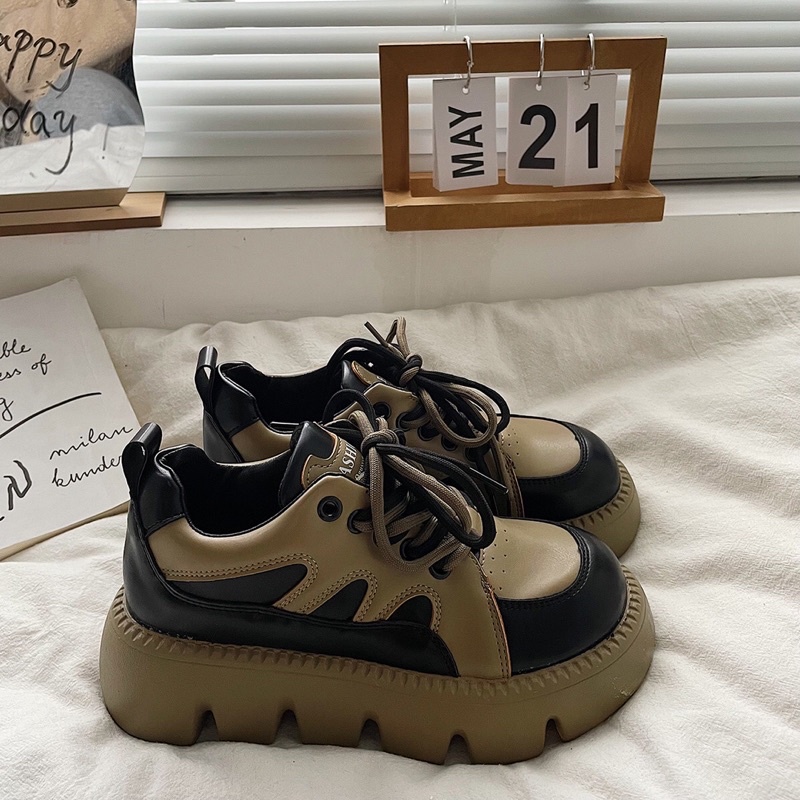 Giày lolita nữ độn đế cao,Giày da ulzzang nữ phong cách Hàn Quốc Ox100