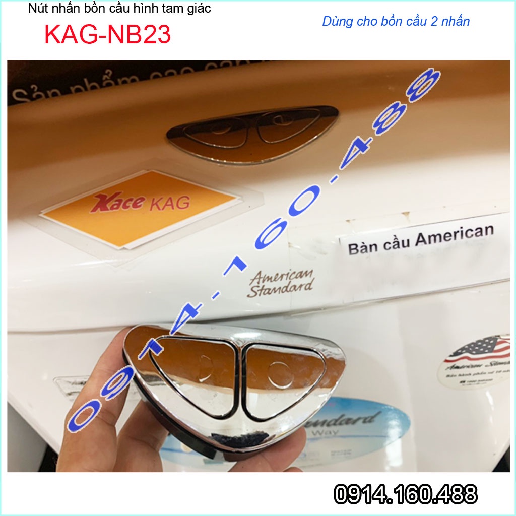 Nút nhấn xả bồn cầu KAG-NB23, nút ấn xả bồn cầu hình tam giác mạ inox nhấn êm sử dụng tốt