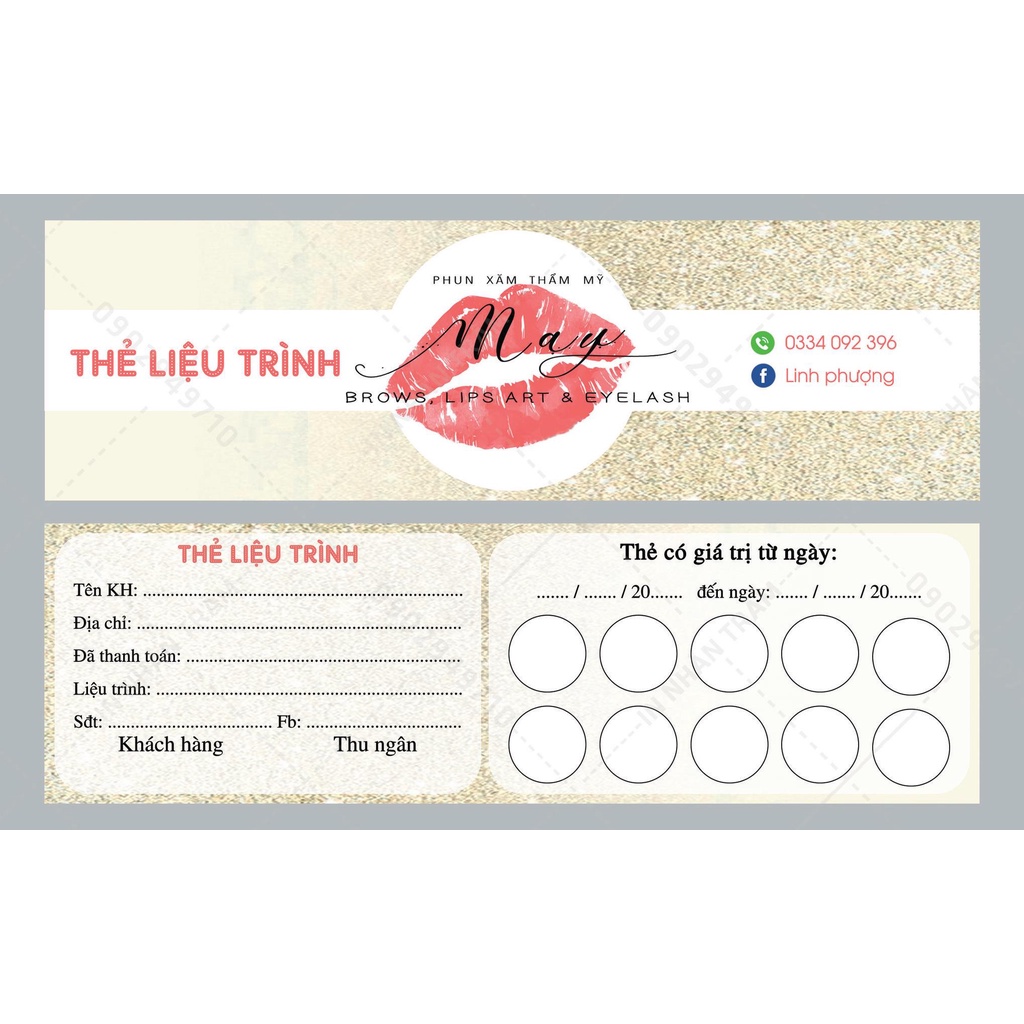IN 1000 card đôi / voucher / phiếu liệu trình / lưu ý phun xăm