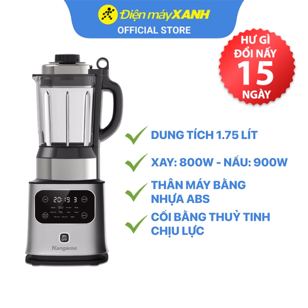 [Mã ELHA22 giảm 6% đơn 300K] Máy xay nấu đa năng Kangaroo KG175HB1 1.75 lít 900W - Chính hãng BH 12 tháng