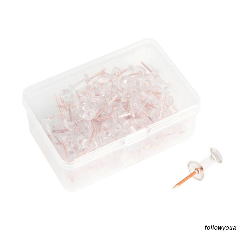 Set 100 Ghim Cố Định Tấm Bảng Vẽ Trong Suốt Màu Vàng Hồng
