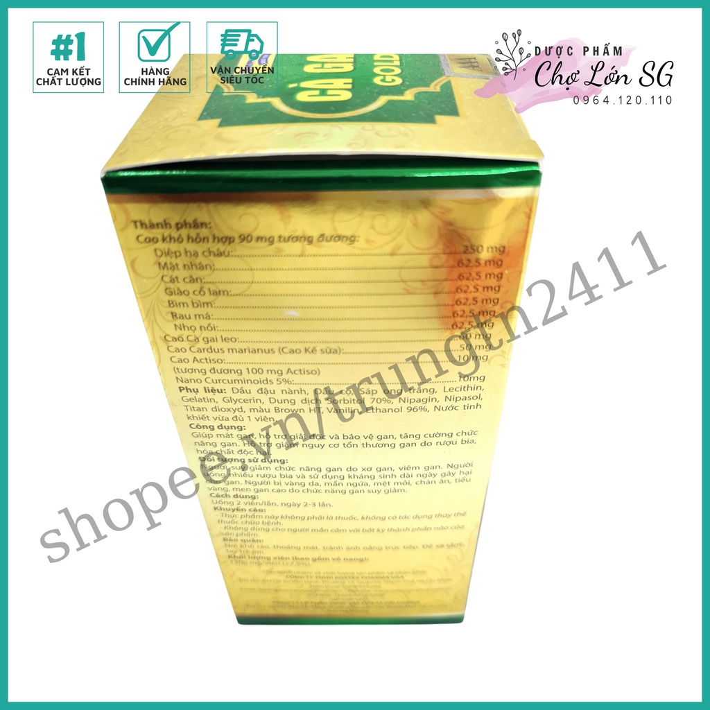 Viên uống CÀ GAI LEO GOLD TEX hỗ trợ giải độc gan, làm mát gan, hạ men gan  – Chai 50 viên