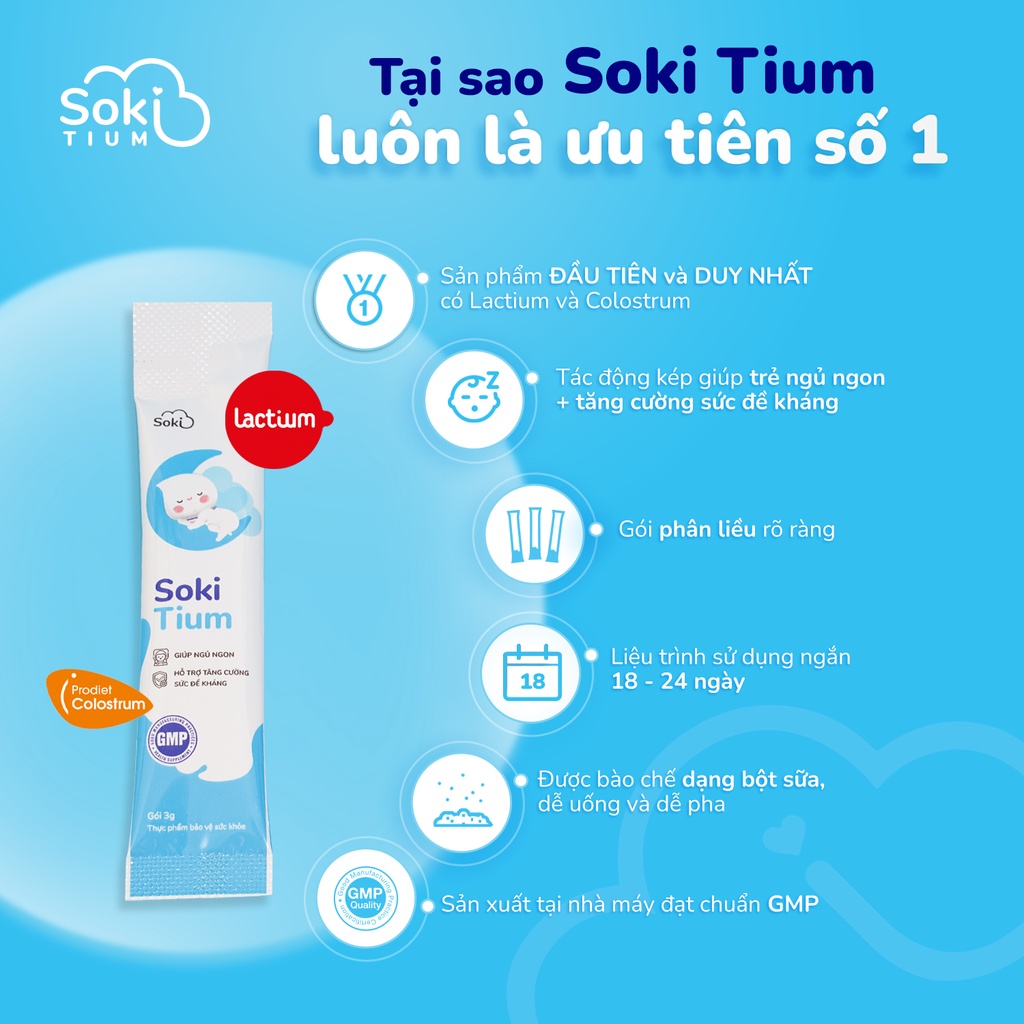 Combo 4 hộp Soki Tium giúp bé ngủ ngon, sâu giấc dành cho bé dưới 12 tháng tuổi - ST04