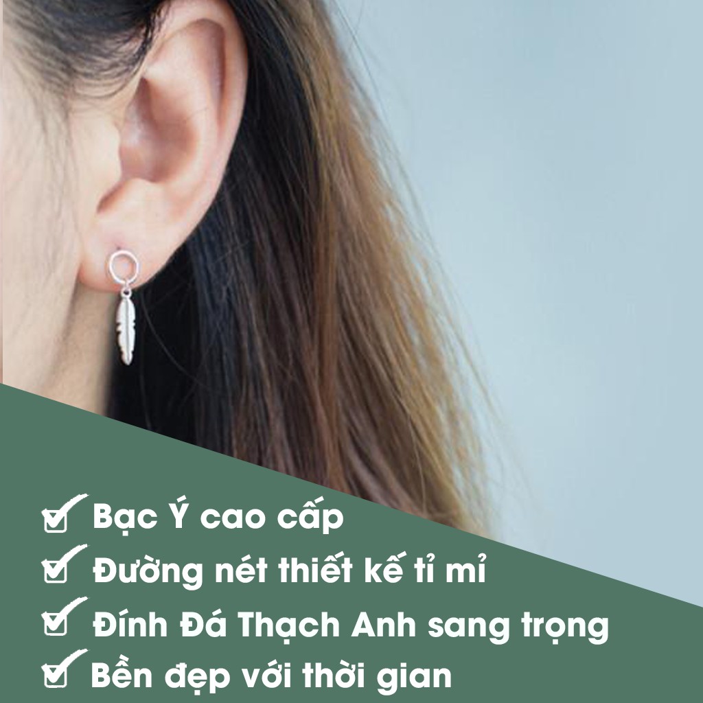 [XƯỞNG BẠC] Bạc Ý Cao Cấp Bông Tai Bạc Lông Vũ Bạc Daisy Phong Cách Hàn Quốc