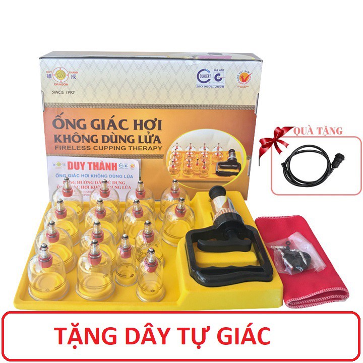 Bộ Giác Hơi Không Dùng Lửa Duy thành loại C - 15 Ly Hộp Giấy Tặng kèm dây tự giác