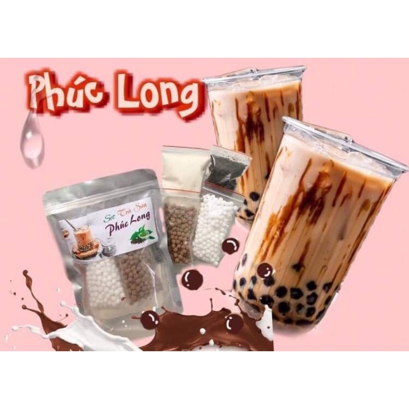 Set Nguyên Liệu Pha Trà Sữa Đường Đen, Phúc Long, Matcha, Trà Đào (20 Ly)