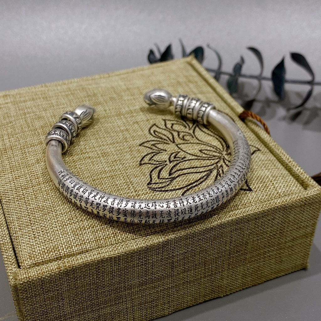 Vòng Bạc S999 Chạm OmmaniPamehum và Bát Nhã Tâm Kinh