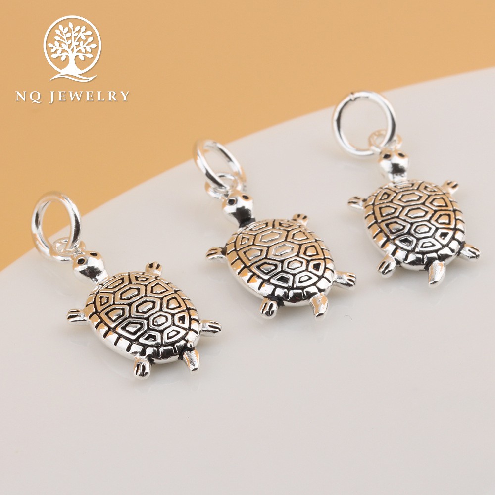 Charm bạc rùa vàng treo - NQ Jewelry