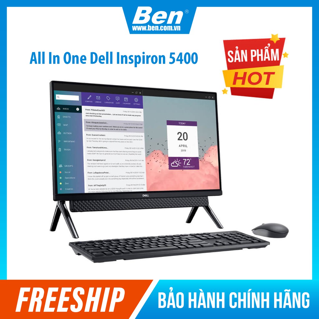 Máy tính All In One Dell Inspiron 5400 ( upto 4.70GHz, 12MB)/ Ram 8GB (8GB x1) DDR4/ SSD 256GB + HDD 1TB