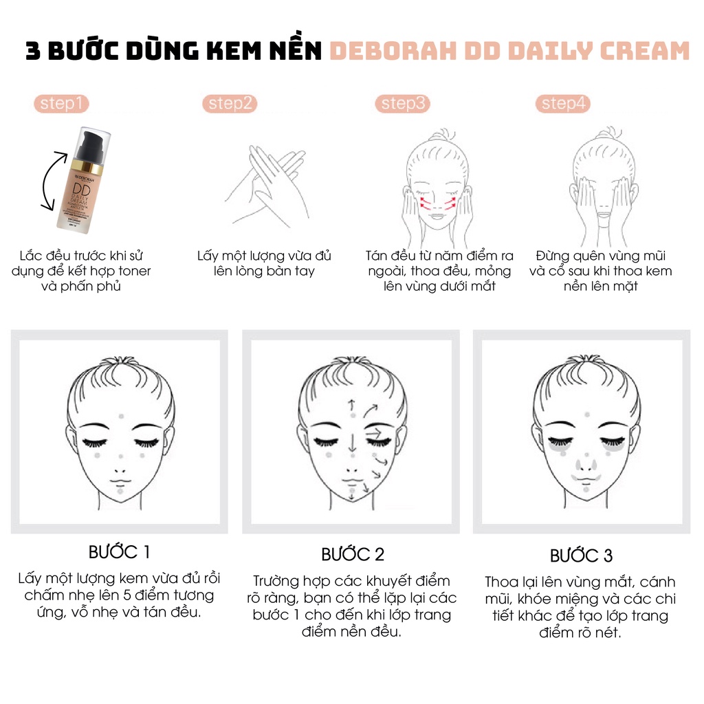 Kem nền DEBORAH DD DAILY CREAM 30ml Che Khuyết Điểm, Chống Lão Hóa, Chống Nắng, Giúp Da Tươi Sáng