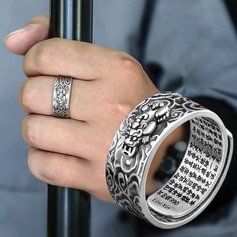 Nhẫn Bùa May Mắn Phong Thủy Dạng Mở Có Thể Điều Chỉnh Kích Cỡ Thời Trang Unisex