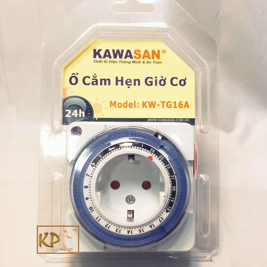 Ổ cắm hẹn giờ cơ lùi 96 chu kỳ thông minh Kawasan TG16A