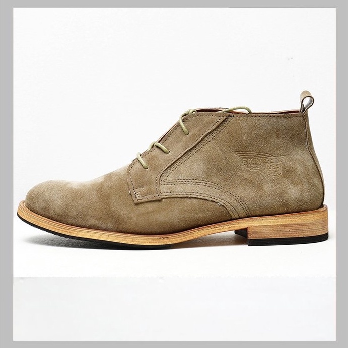 Giày boot nam cổ lửng màu be CHUKKA, giày da lộn thật cổ điển TONKIN