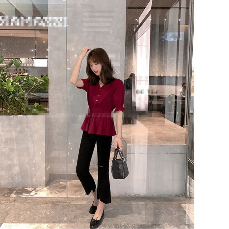 Áo kiểu BH cổ chữ V phong cách thanh lịch thời trang 2021