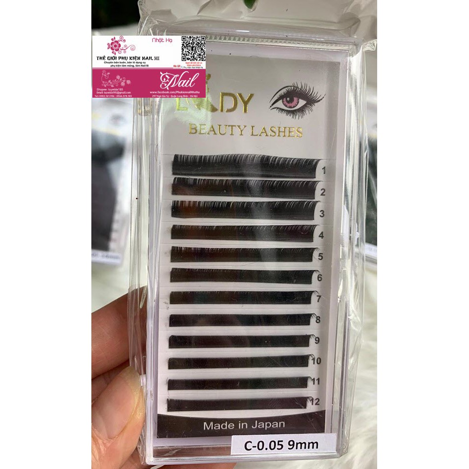 Mi Khay Lady Độ Cong C/CC độ dày 0.05 Volumn Classic Tạo Fan Nối Mi Đủ Các Độ Dài - Lẻ 1 Khay
