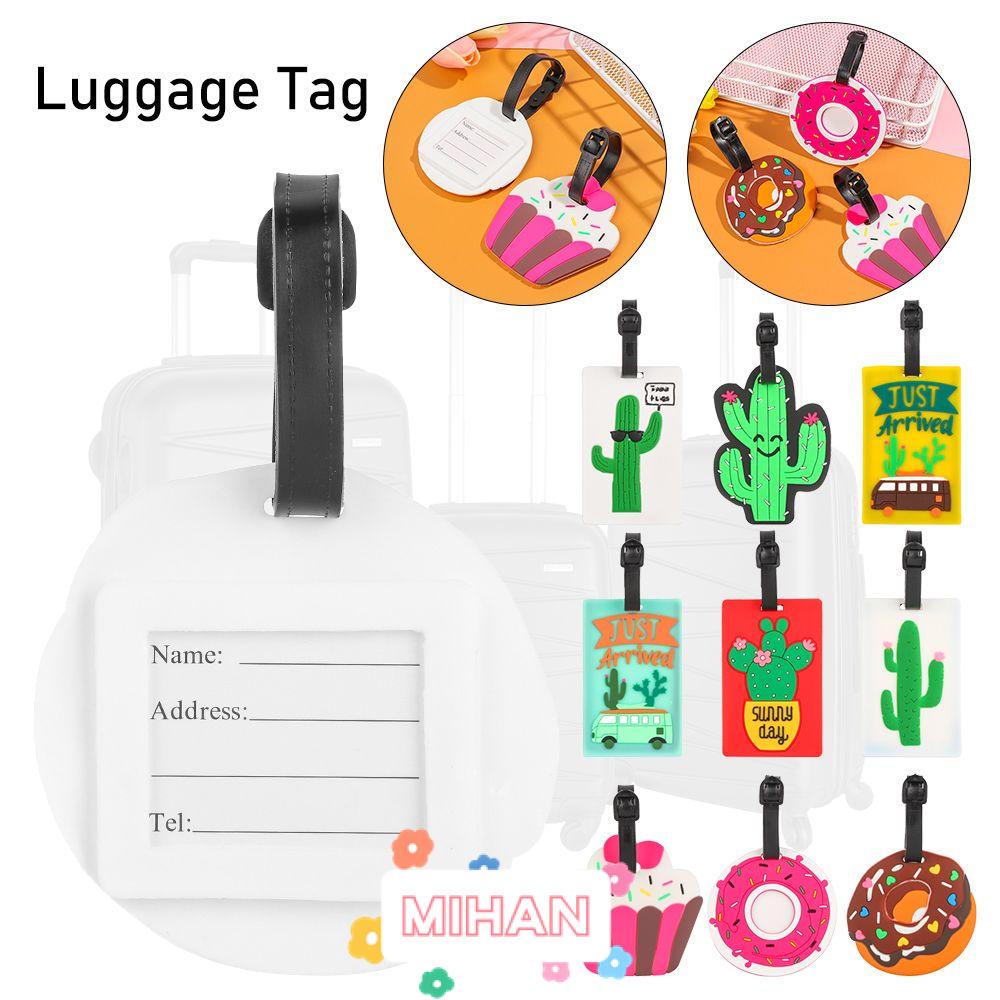 MIHAN1 Portable Luggage Tag ID Address Cactus Donut Style Baggage Label Cartoon Pattern Anti-lost Creative Silica Gel Material Travel Accessories
