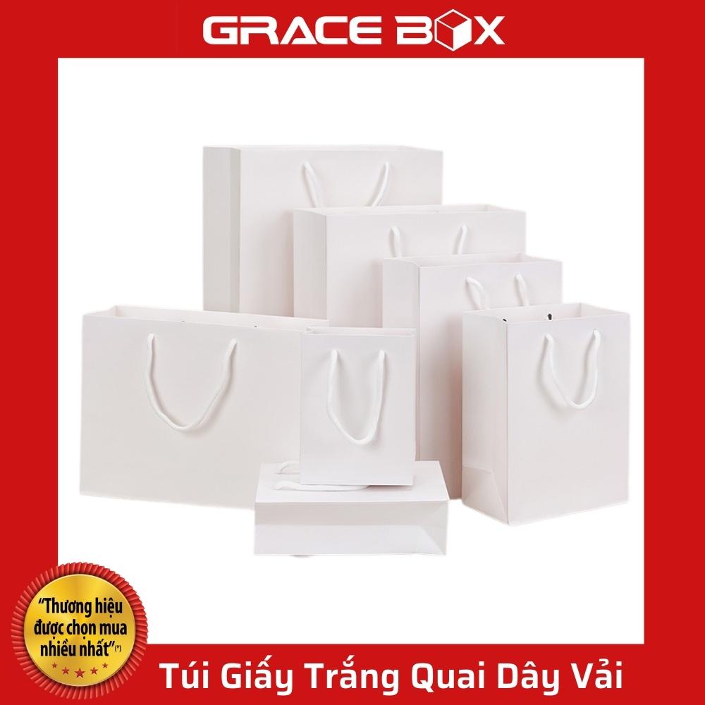 {Giá Sỉ} Túi Giấy Trắng - Quai Dây Vải Chắc Chắn - Nhiều Size - Siêu Thị Bao Bì Grace Box