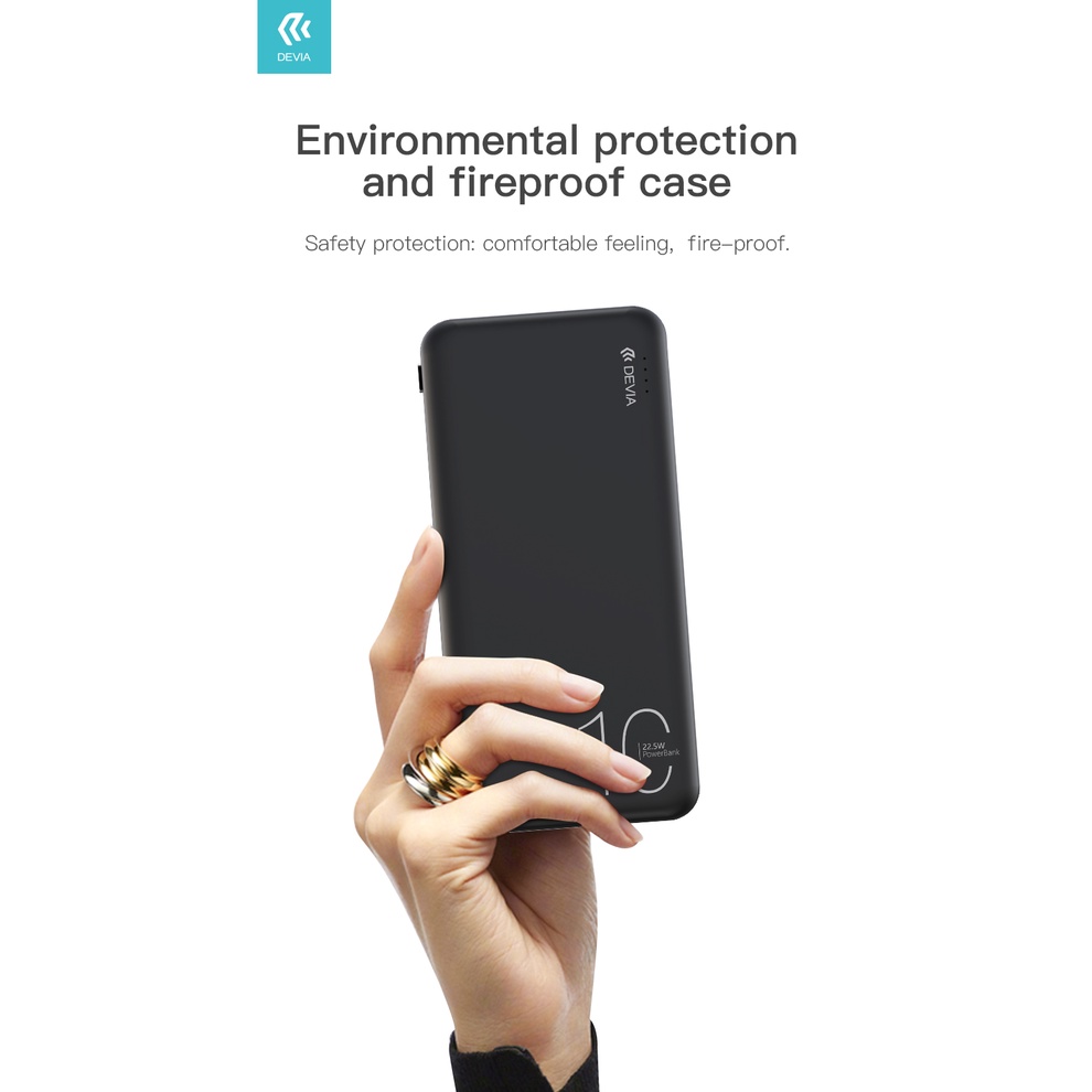 Sạc dự phòng 22.5W Devia EP109 Smart series 10000mAh sạc nhanh cho mọi dòng điện thoại - Hàng chín hãng có BH
