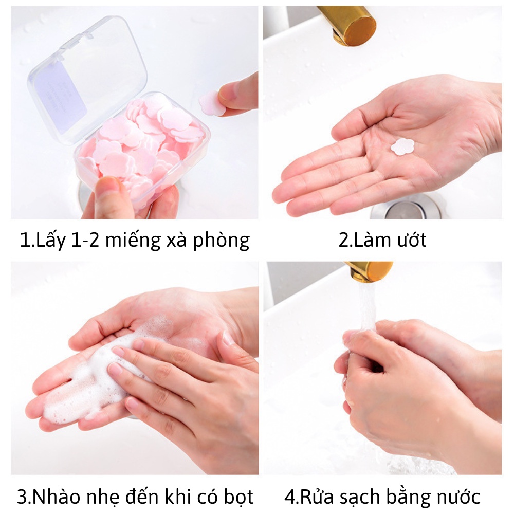 Xà phòng giấy khô bỏ túi hình bông hoa xà bông rửa tay dùng một ...