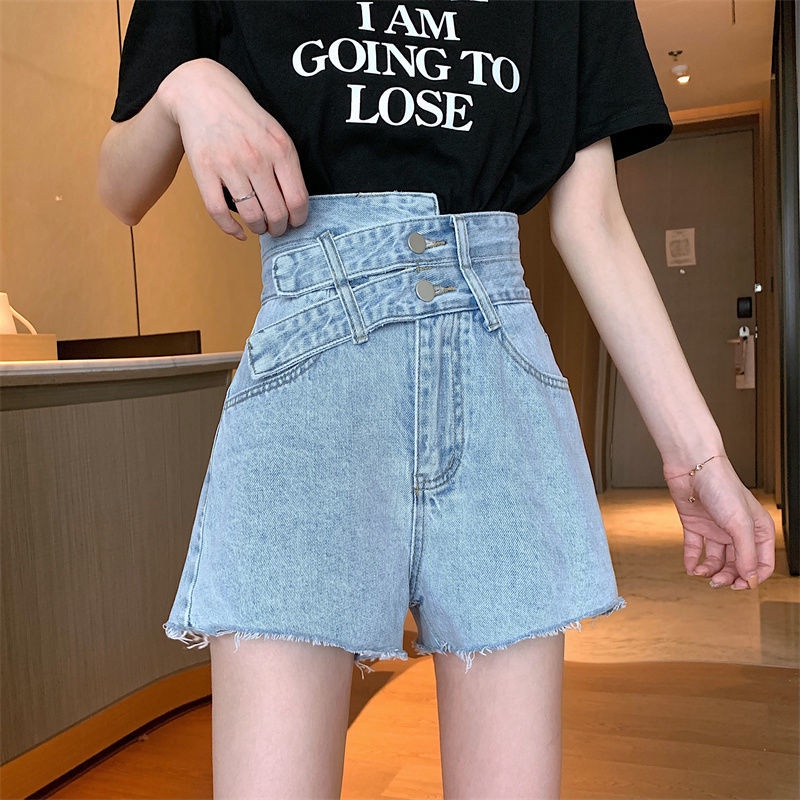 Quần Short denim Dáng Chữ A Lưng Cao Cỡ Lớn Phong Cách Hàn Quốc Thời Trang Cho Nữ