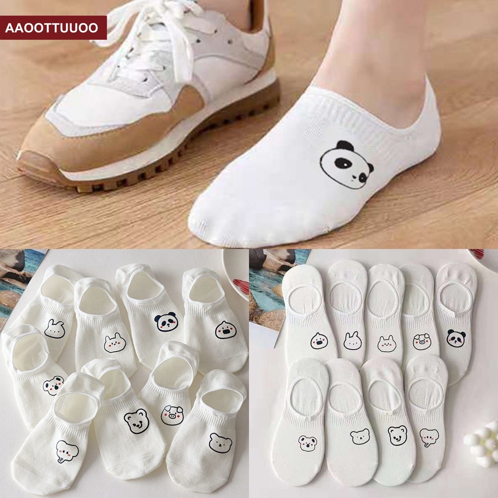 Vớ Cổ Thuyền Silicone Chống Trượt Màu Trơn In Hình Động Vật Phong Cách Nhật Bản Thời Trang Mùa Hè Cho Nữ