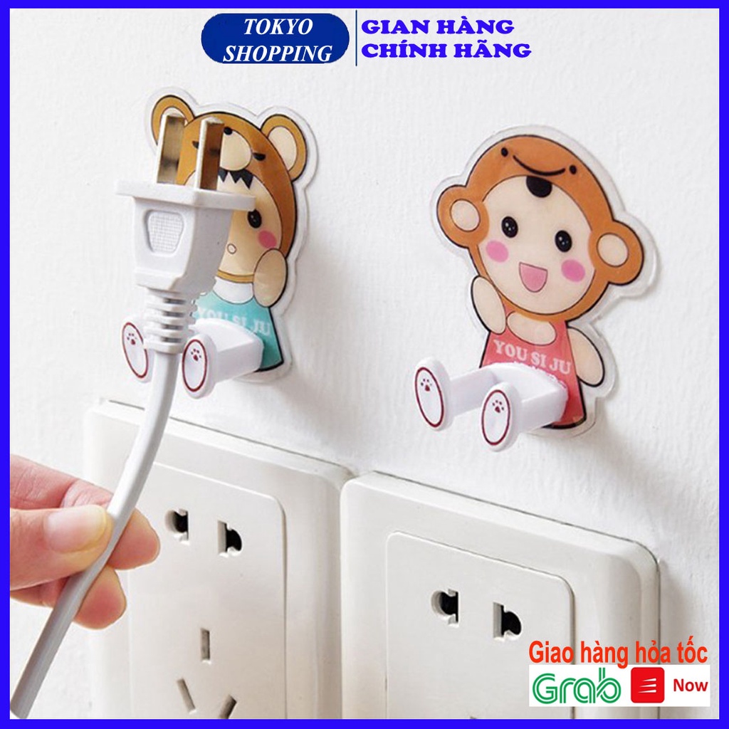 Móc treo phích cắm điện dán tường hình động vật ngộ nghĩnh