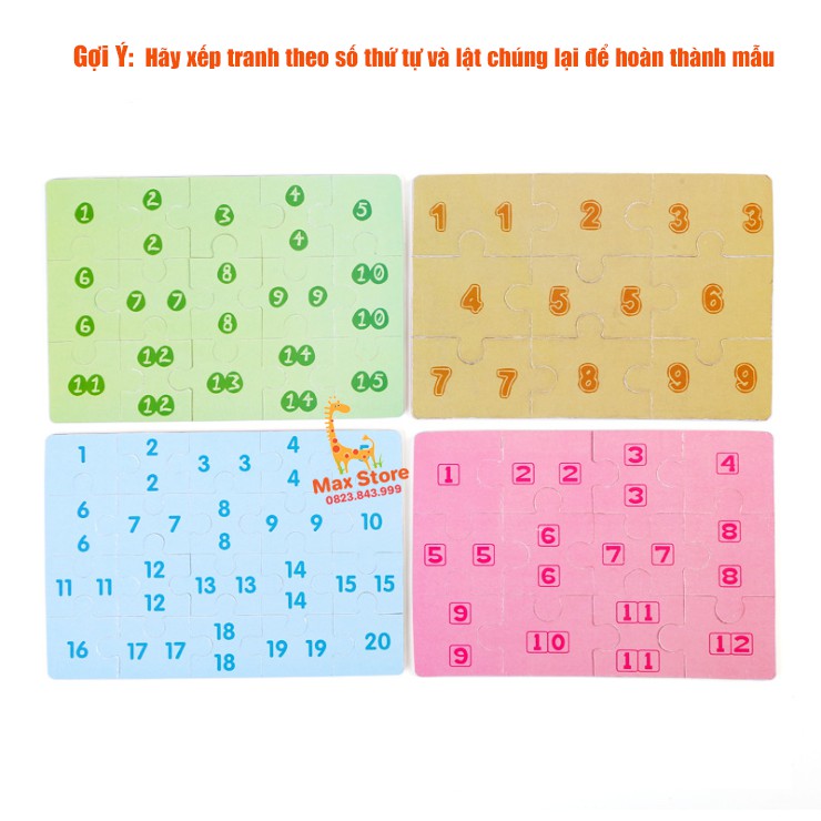 (4 Cấp Độ) Đồ Chơi Gỗ Bộ 4 Tranh Ghép Hình PUZZLE Hộp Sắt