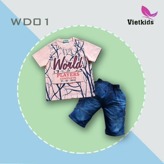 SET ĐỒ BÉ TRAI THUN JEAN World cao cấp veco 2018