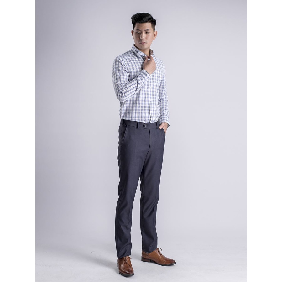 Áo sơ mi nam dài tay ARISTINO caro kẻ xanh trắng chìm trẻ trung, dễ phối trang phục - ALS53008