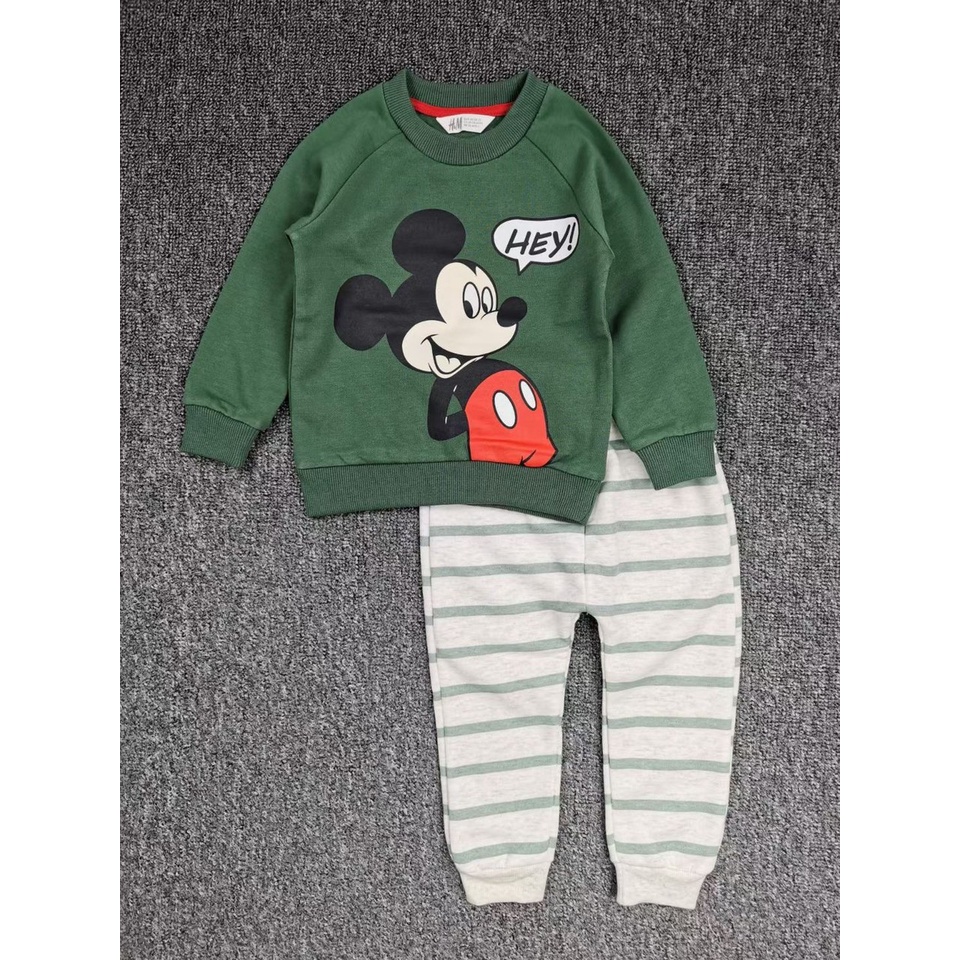 Bộ nỉ xuất dư xịn HM Mickey chất nỉ bông ấm cho bé trai