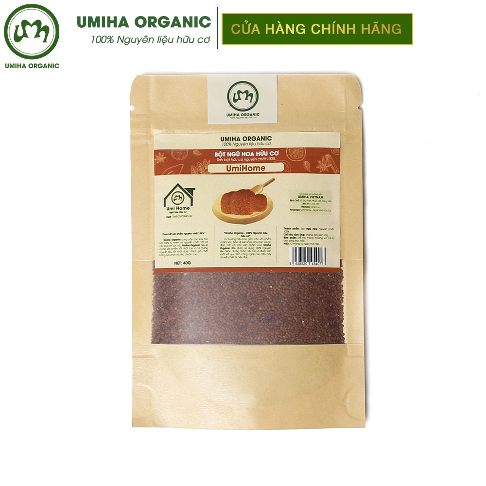 Bột Hạt Ngũ Hoa đắp mặt hữu cơ UMIHA nguyên chất 40G | Hygrophila Salicifolia Powder 100% Organic