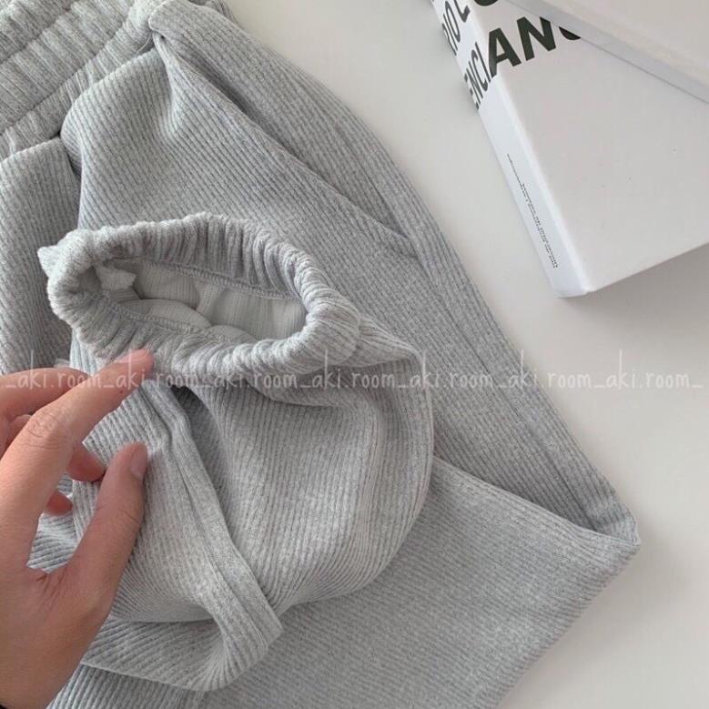 Quần jogger cạp chun bo gấu nỉ nhung tăm kiểu dáng Ulzzang hàng L1 dành cho nữ