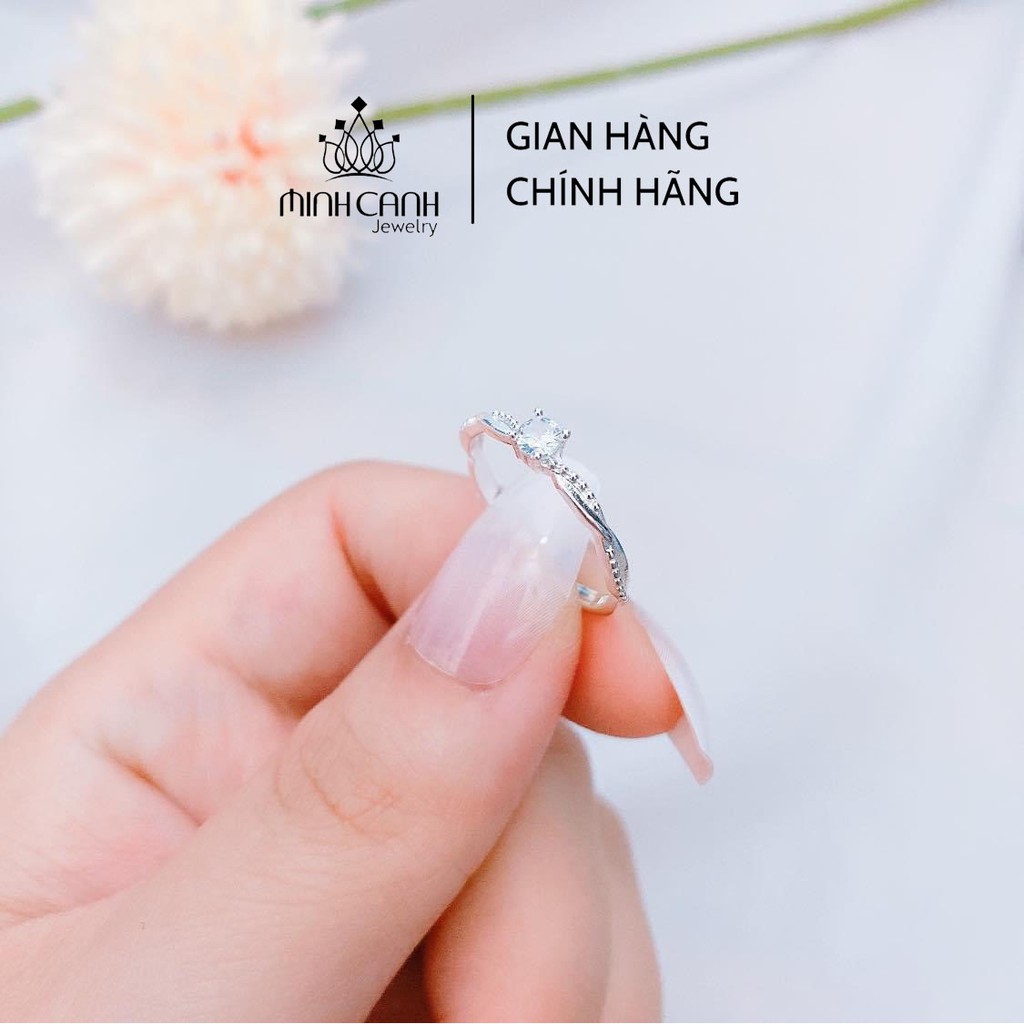 Nhẫn Bạc Nữ Xoắn Đính Đá Cao Freesize - Minh Canh Jewelry