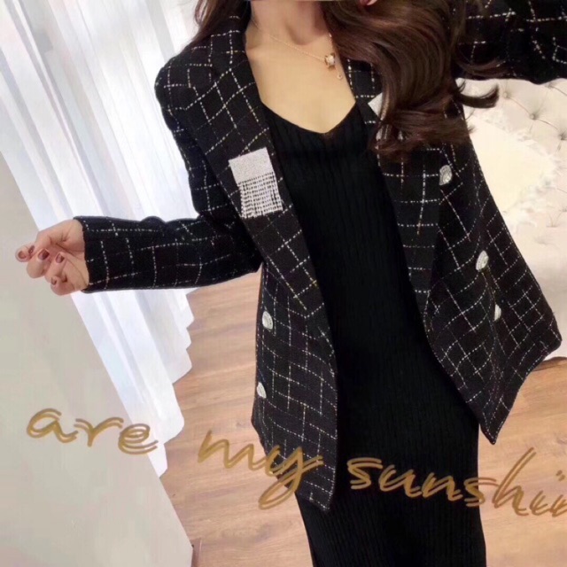 Vest cao cấp phối kim tuyến tag đá cài chanh sả