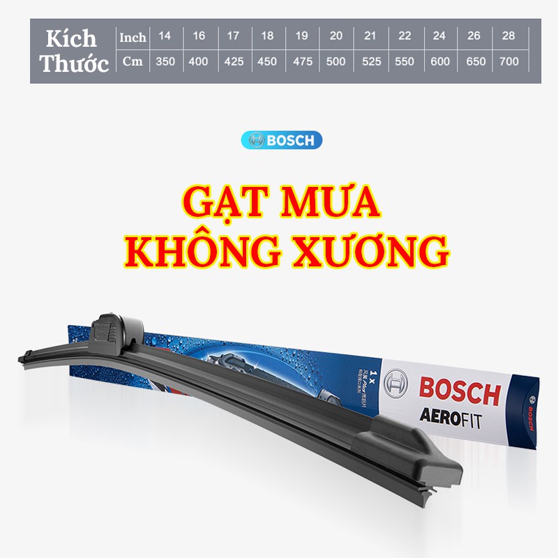 Gạt Mưa Ô Tô, Gạt Mưa BOSCH Chính Hãng Không Xương Silicon Siêu Sạch Có Đủ Size